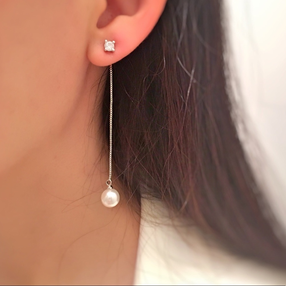 Two Way Wear Drop Earrings with Crystal Stud